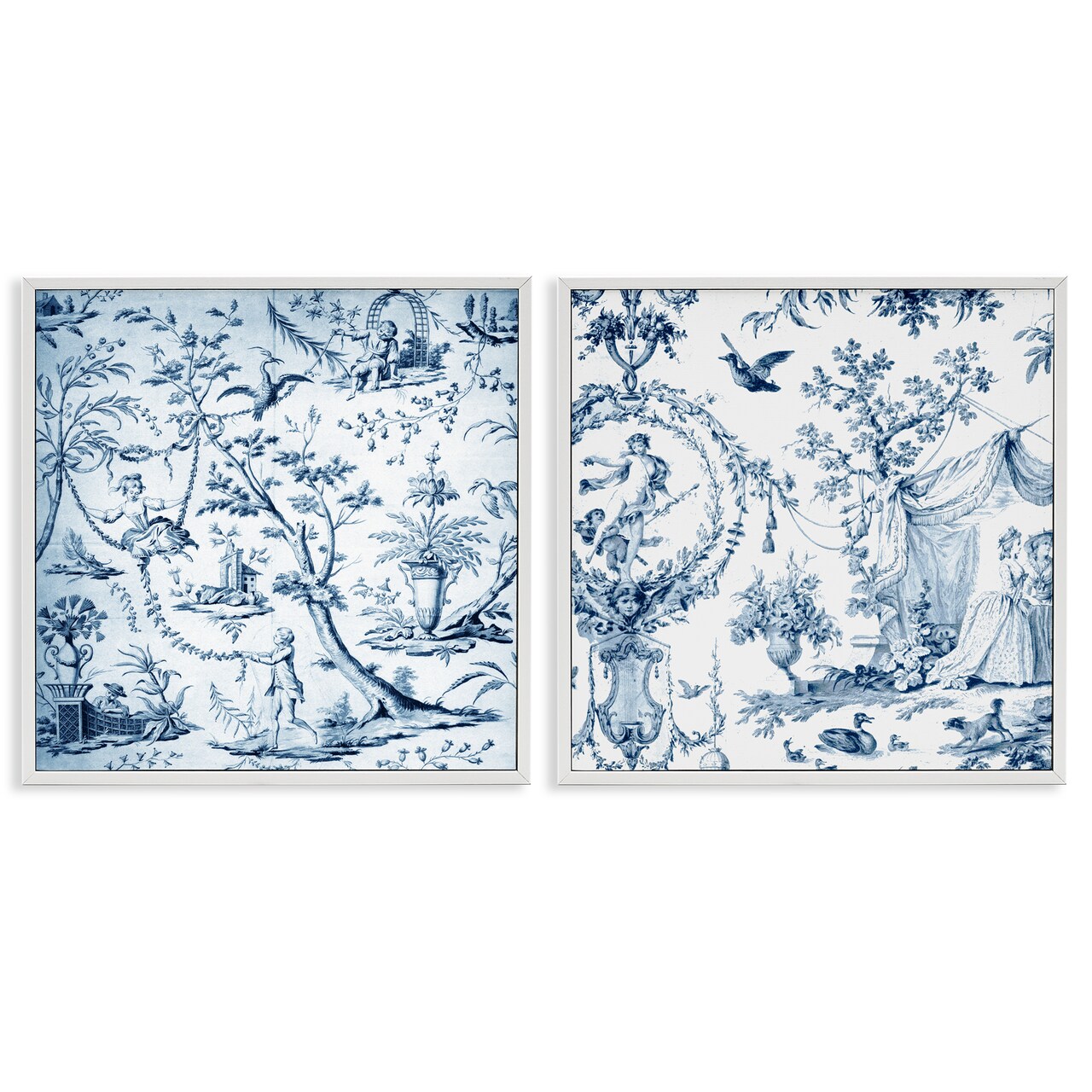Stupell Industries Intricate Toile Scenery 2pc Framed Giclee Set, design by Vintage Hustle